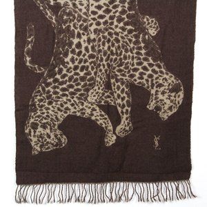 YSL Very Rare 1980s Vintage Leopard Shawl